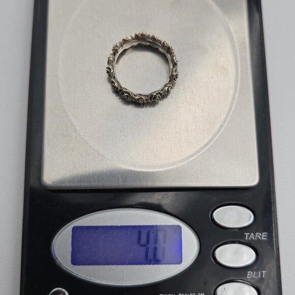 Size 7.25 Sterling Silver Rose Nature Floral Band Ring A3631 - Picture 7 of 7